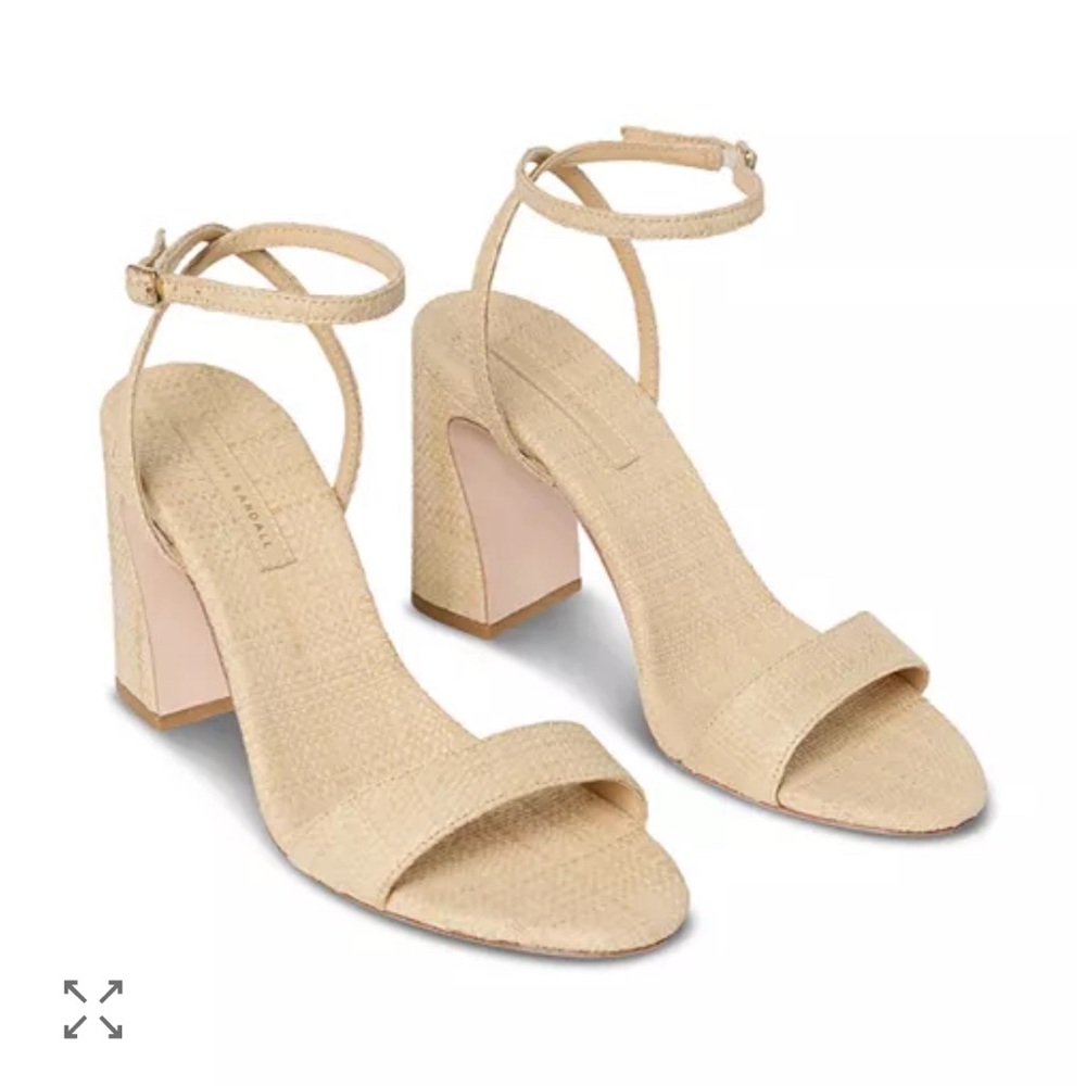 Loffeler Randall - Malia   Cream Ankle Strap Block Heels